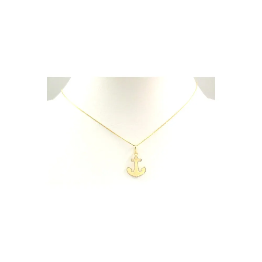 COLLANA DA UOMO ANCORA IN ORO GIALLO E BIANCO 18 KT
