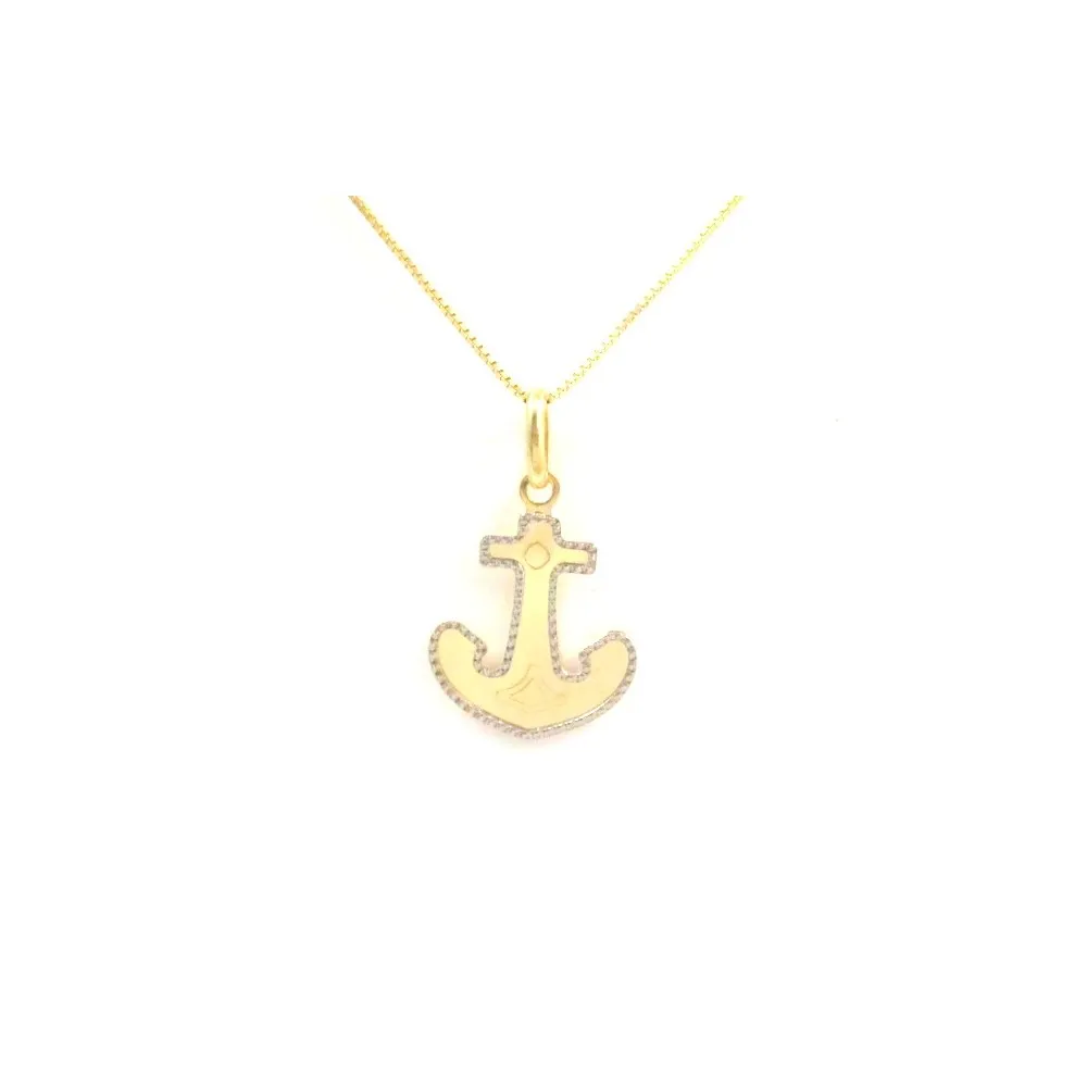 COLLANA DA UOMO ANCORA IN ORO GIALLO E BIANCO 18 KT