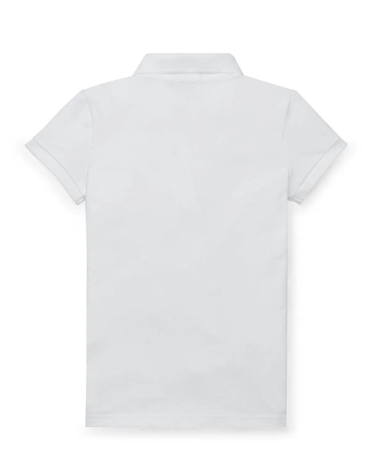 Polo bianca a maniche corte in cotone stretch con logo pony rosa S-L